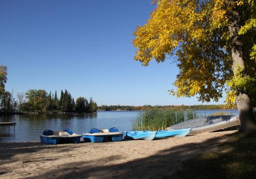 Canoes and paddle boats on the beach
